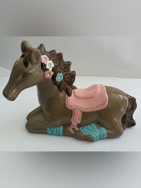 CIRCO Brown Horse Bank NWT with Rhinestones Pink Saddle and Teal Accents 8” wide